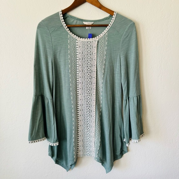tru self Tops - Tru Self | embroidered sage shirt bell sleeve
